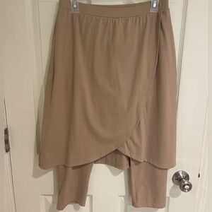 Tan Midi Athletic Skirt with Leggings